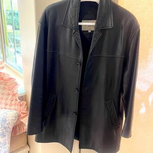 Remy butter soft leather mid length coat blazer size 38/M
